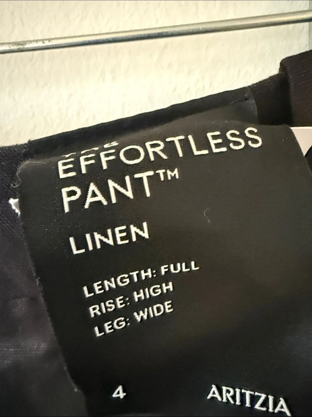 Aritzia The Effortles Pant in Black Linen - size 4 - NWT